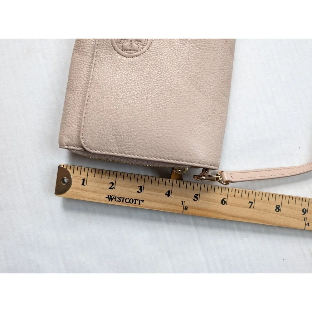 Tory Burch Bombe Flat Wallet Crossbody Pink READ Small‎ Leather
